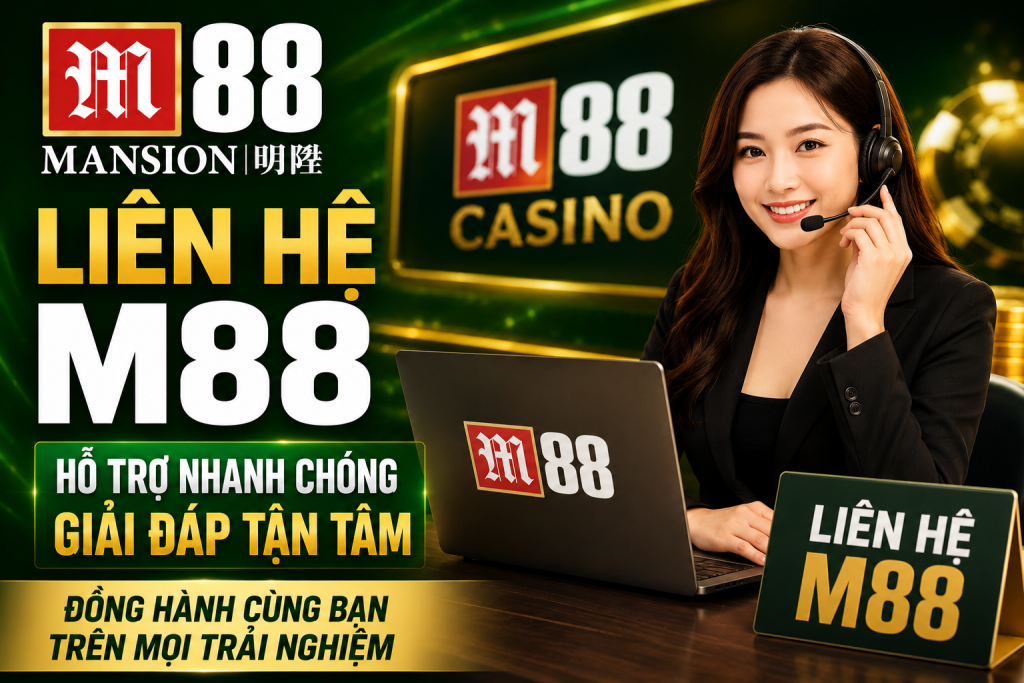 Giao diện trung tâm hỗ trợ khách hàng M88 với Live Chat hoạt động 24/7